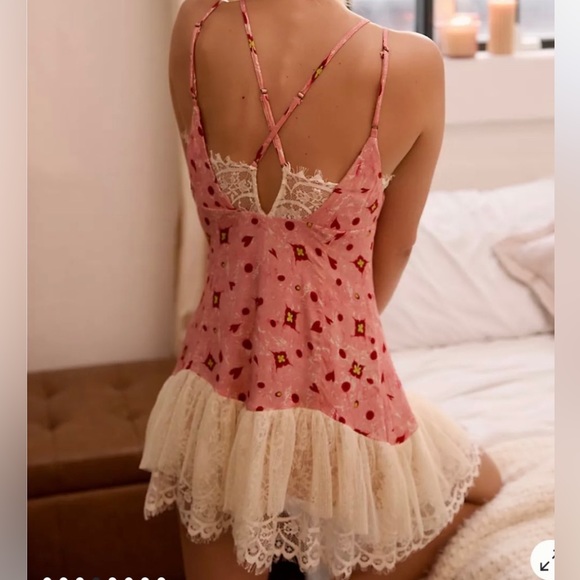 NWT Anthropologie Sweetheart Mini Pink Lace Slip Dress - Picture 2 of 11